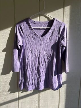 J. Jill Lavender V‑Neck Long Sleeve Tee